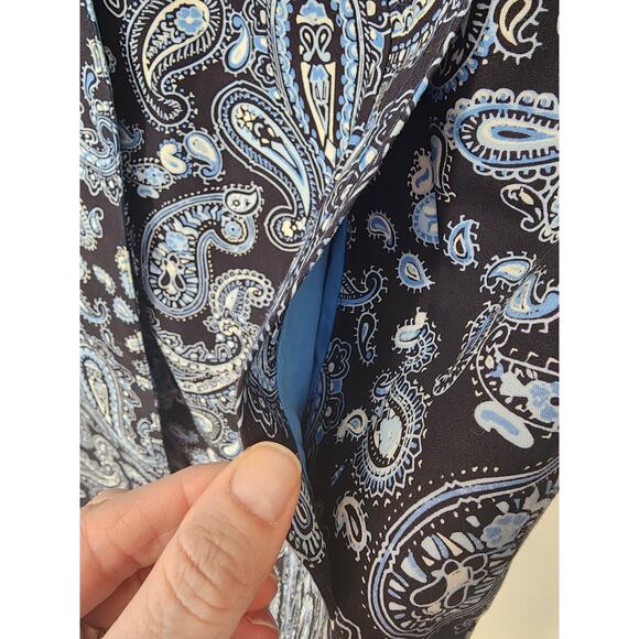 Michael Kors Navy Blue Paisley Trench Coat Women’s Size Small - Picture 8 of 9